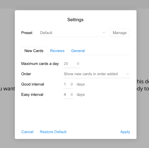 UWorld Flashcard Feature - Manage settings