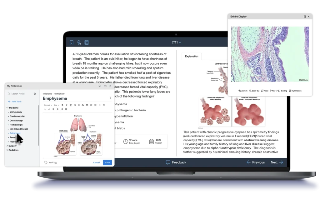 Free UWorld Clinical QBank practice question & features on multiple devices