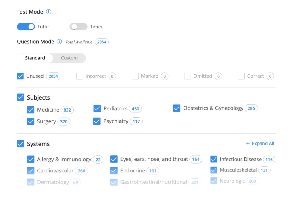 UWorld Clinical QBank example question topics