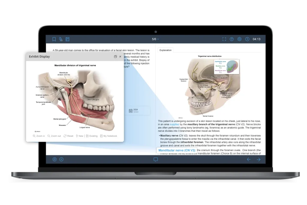 Explaining Trigeminal Nerve Distribution on UWorld Medical learning platform