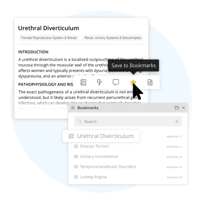 Bookmarking an article in UWorld Medical Library