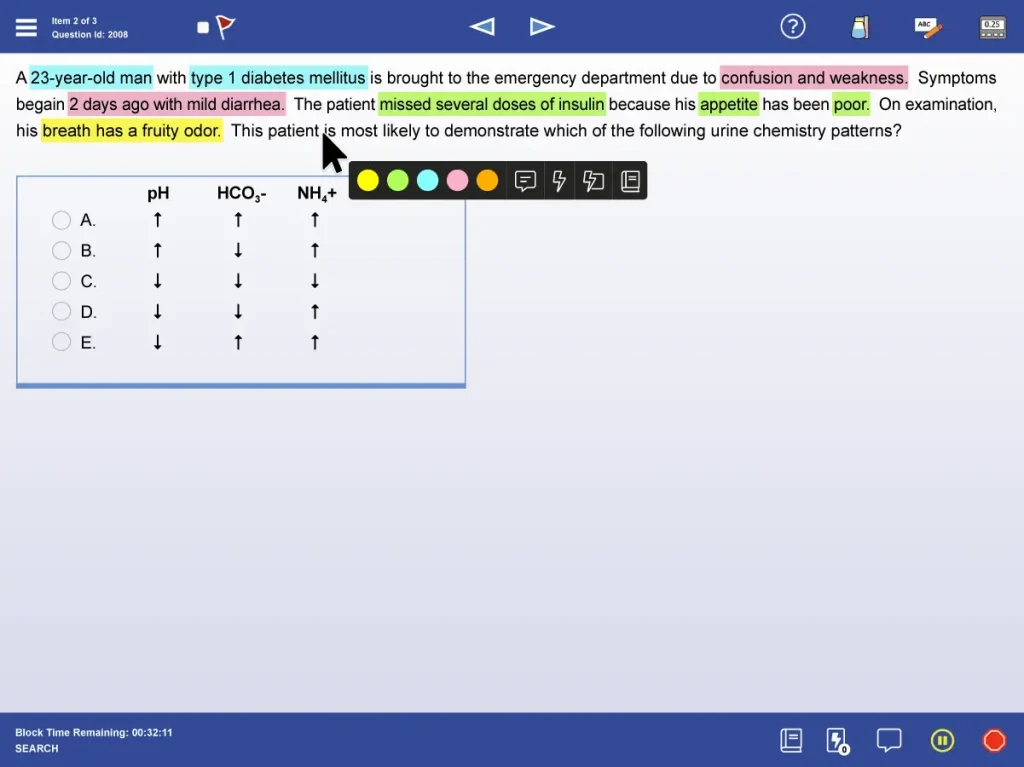 UWorld Step 1 question bank multicolor highlighting tool