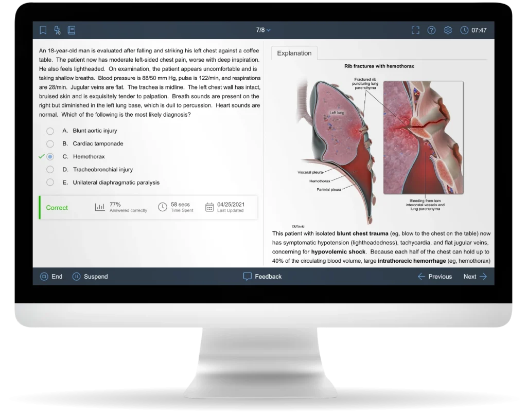 UWorld USMLE Step 2 CK practice question content displayed on desktop