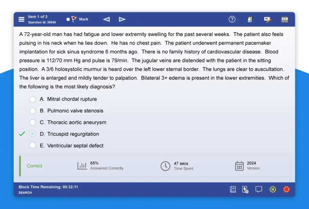 UWorld Step 1 practice question mirroring the USMLE interface
