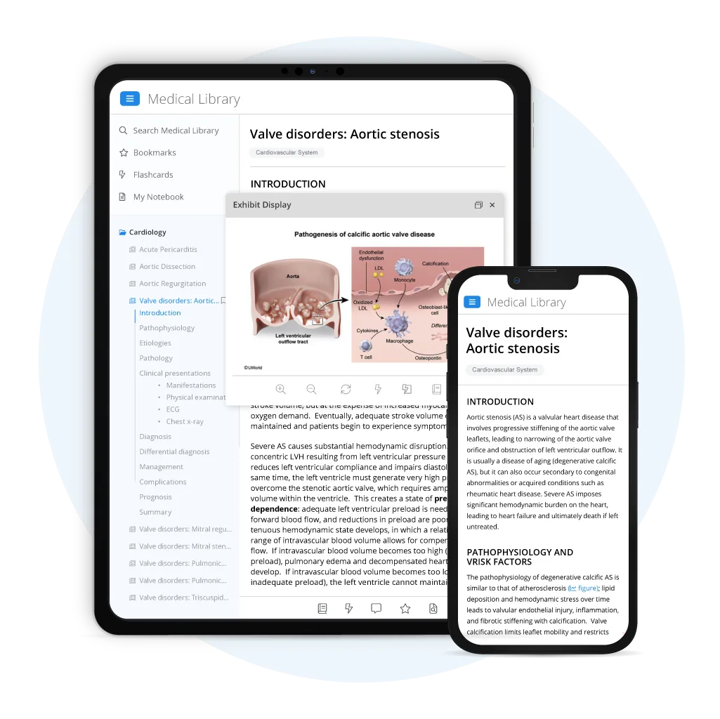 The UWorld Medical Library on a tablet or smartphone