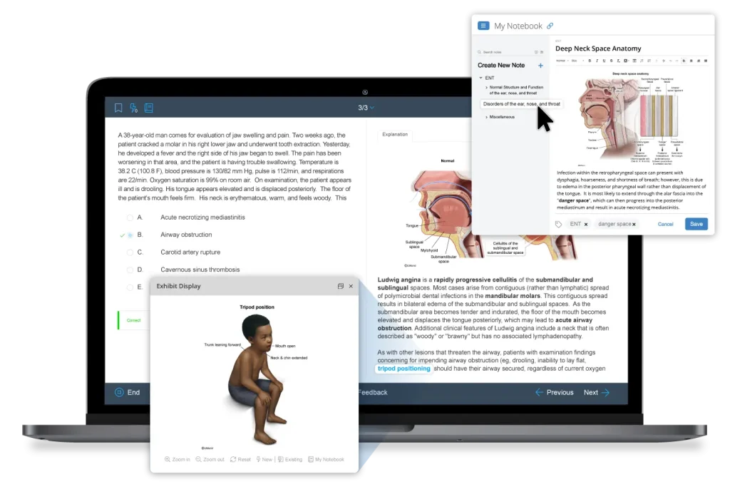 UWorld Medical practice question content featured on multiple devices