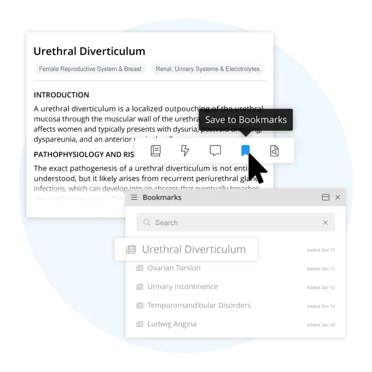 Bookmarking an article in the UWorld Medical Library