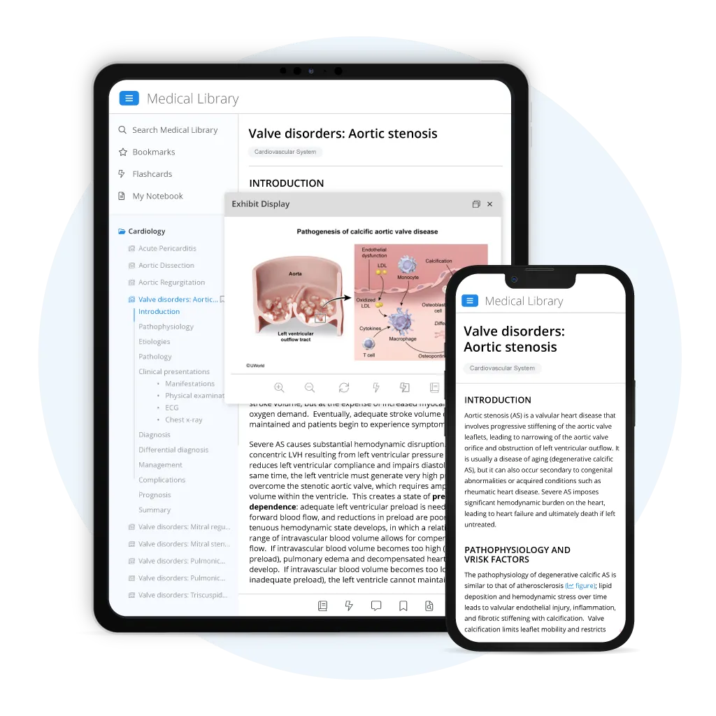 The UWorld Medical Library on a tablet or smartphone