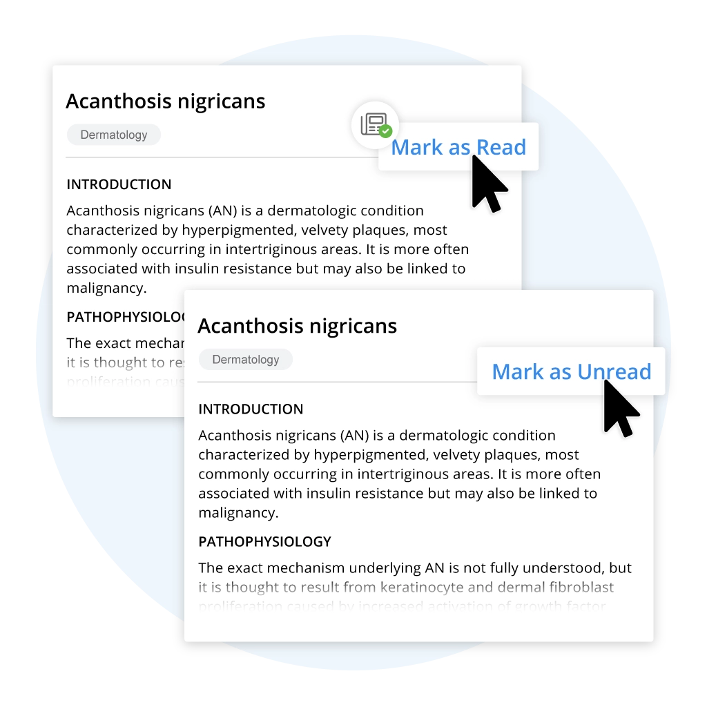 Medical Library mark articles as read functionality
