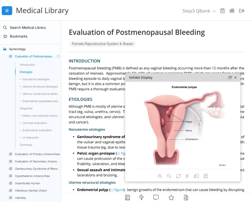 UWorld Medical Library with integrated visual explanations